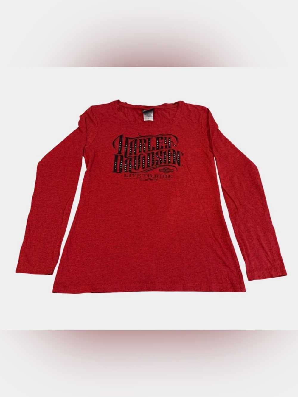 Harley-Davidson Live To Ride Red Long Sleeve Graphic Tee Size M women’s